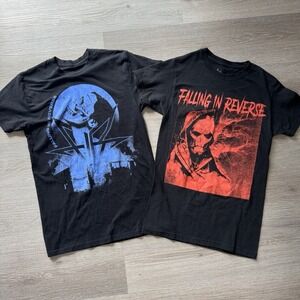 Lot of 2 Falling In Reverse‎ Rock Me Apparel Black Band Tees Size S
